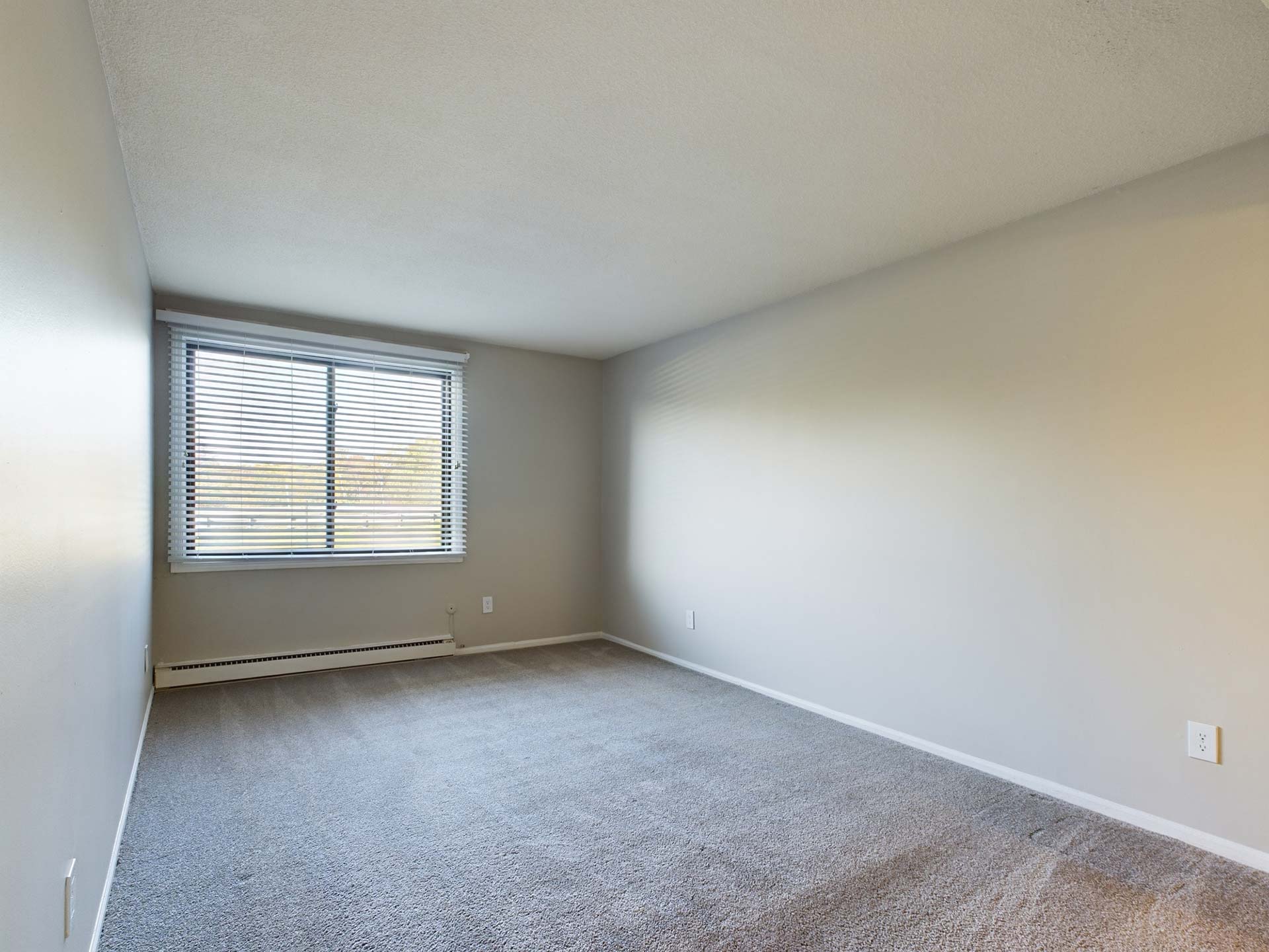 empty room with carpet and gray walls at The Edgewater